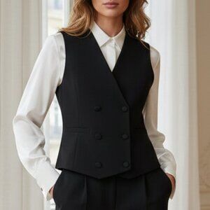 NWT Zara Black Double breasted vest size Small